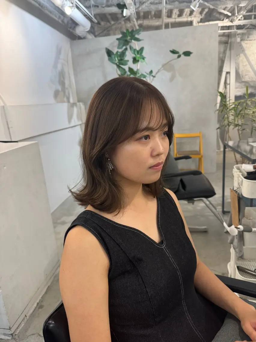 セミロング ヘアカラー トリートメント 新宿/顔周りカット +レイヤー＝しずく♩のヘアスタイル