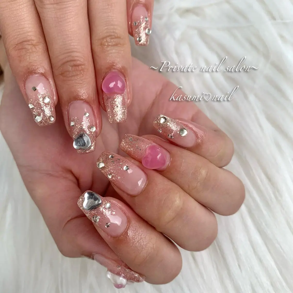 ネイル アートネイル ラメ(グリッター) マグネットネイル ミラーネイル 持ち込み KASUMI♡ Nailのネイルデザイン