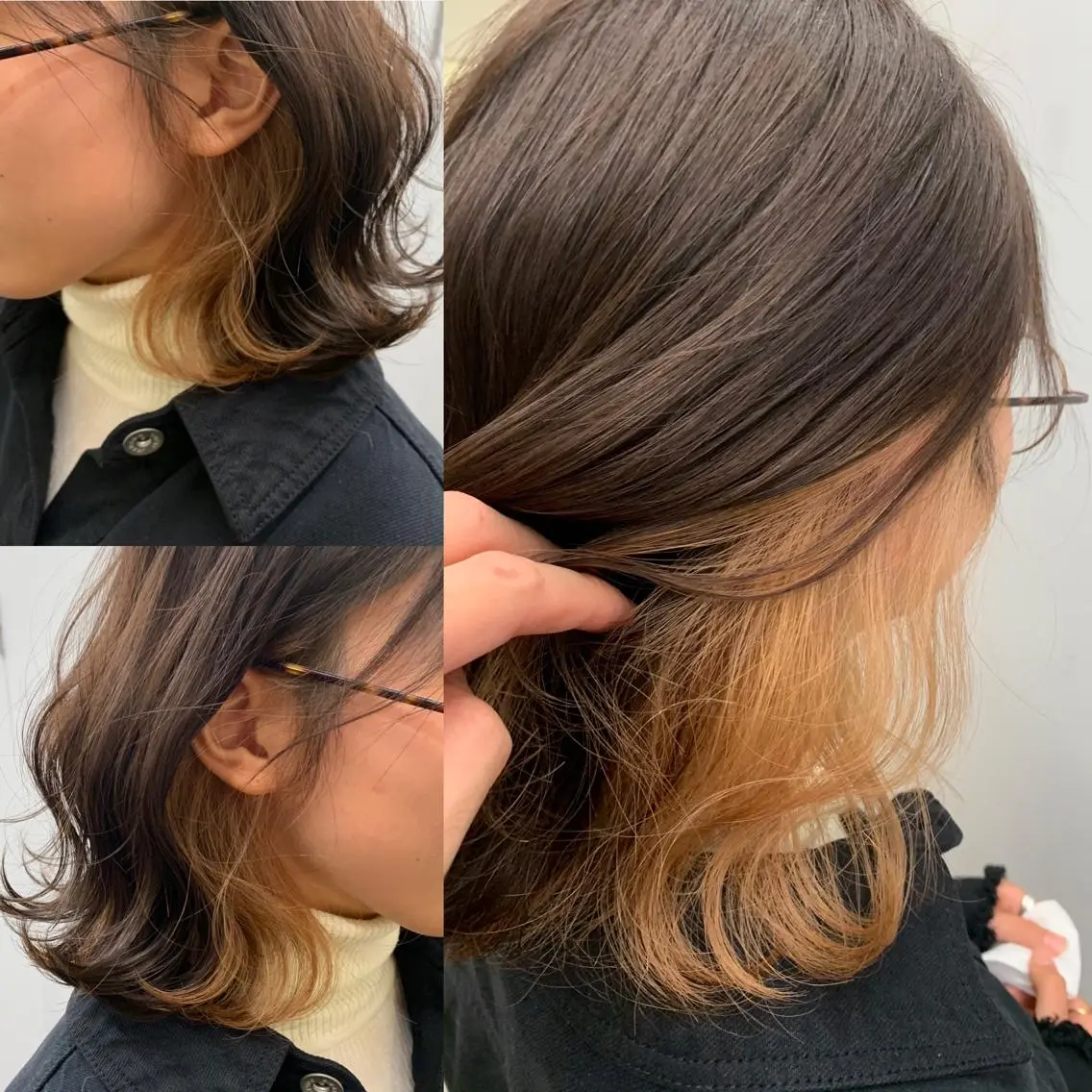 ミディアム カラー ヘアアレンジ ベージュカラー ブロンド ブロンドベージュ インナーカラー モカベージュ パーマモデル募集中 ✨Ukyoのヘアスタイル