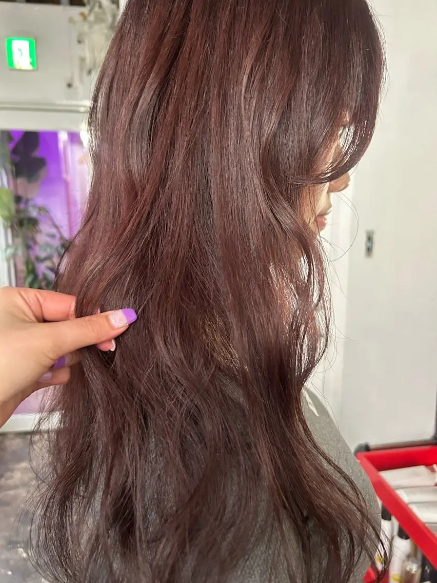 ロング カラー ブラウンカラー ピンクカラー ピンクブラウン カット ヘアカラー maho/垢抜け カラーパーマのヘアスタイル