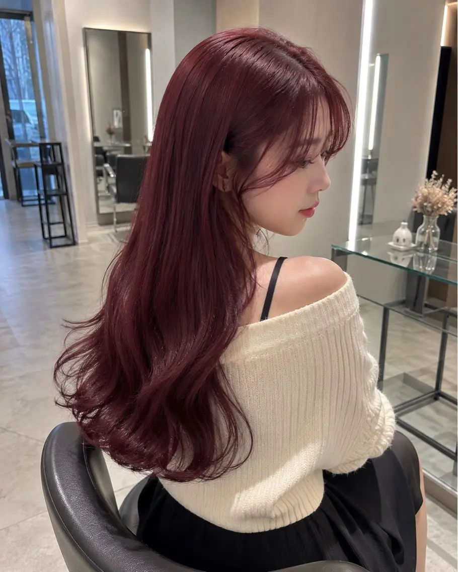 ロング カラー ヘアカラー 🍒モテ暖色カラー × うる艶✧ ゆなのヘアスタイル