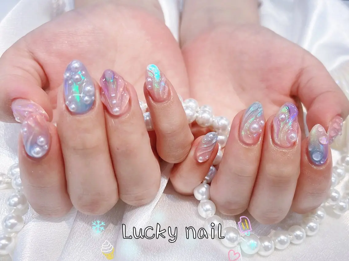 ネイル アートネイル チークネイル 長さ出し ジェルネイル マグネットネイル Lucky nail 小林和希のネイルデザイン