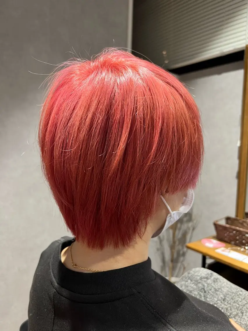 ショート カラー レッドカラー カット ヘアカラー ✨ハイトーン カラー福岡拓也✨のヘアスタイル