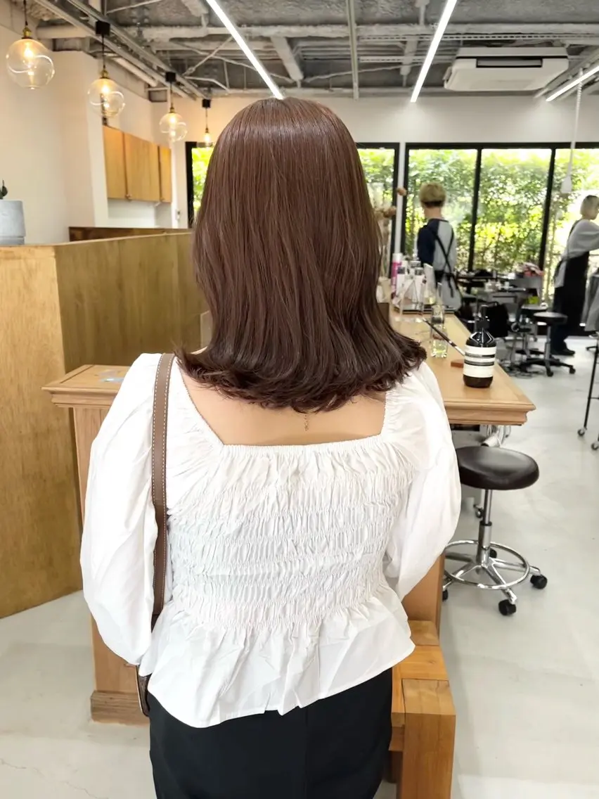 ミディアム カラー ヘアアレンジ ブリーチ ダブルカラー ブリーチなしカラー ena/ブリーチなし 透明感・レイヤー🎀のヘアスタイル