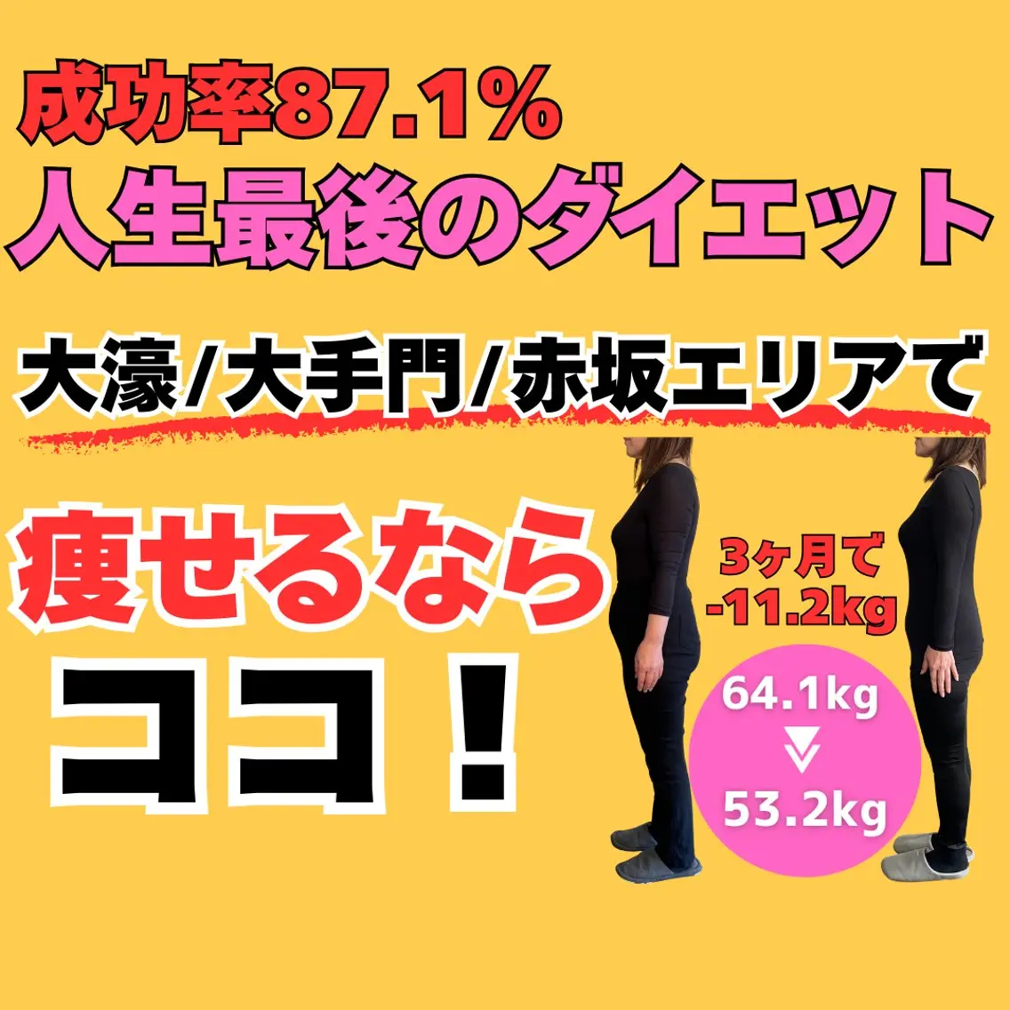 【3ヶ月平均ー8kg】体質×姿勢改善ダイエットカウンセリング＋ピラティスor美容整体体験の写真