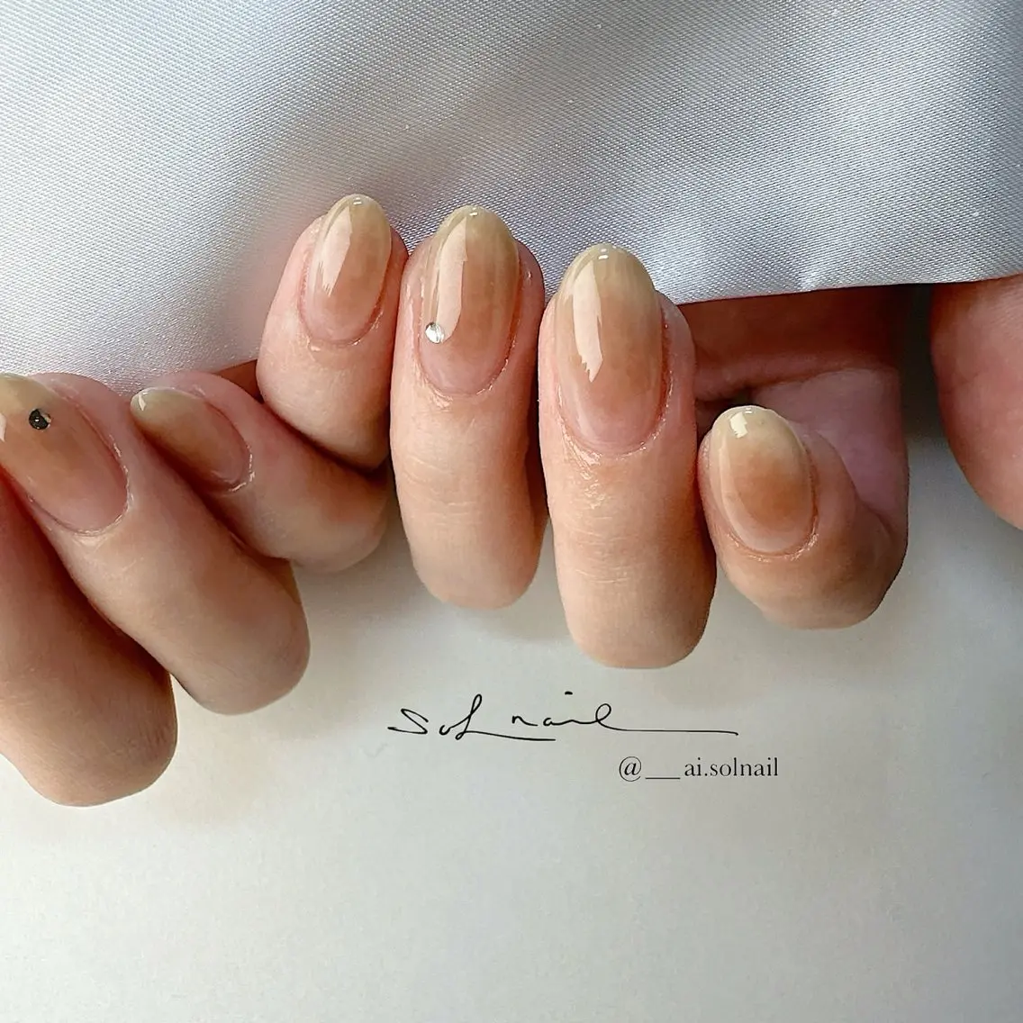 ネイル ブラウン チークネイル フレンチネイル ジェルネイル 氷ネイル・うるうるネイル 🍃伏見 / soL nail / aiのネイルデザイン