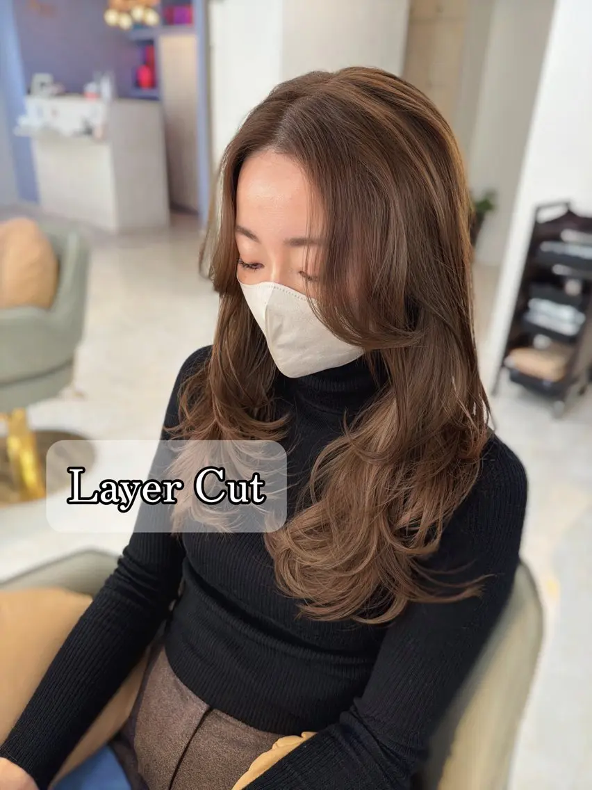 ロング ハッシュカット レイヤーカット 小顔カット カット ヘアカラー トリートメント レイヤーカット 中屋光貴のヘアスタイル