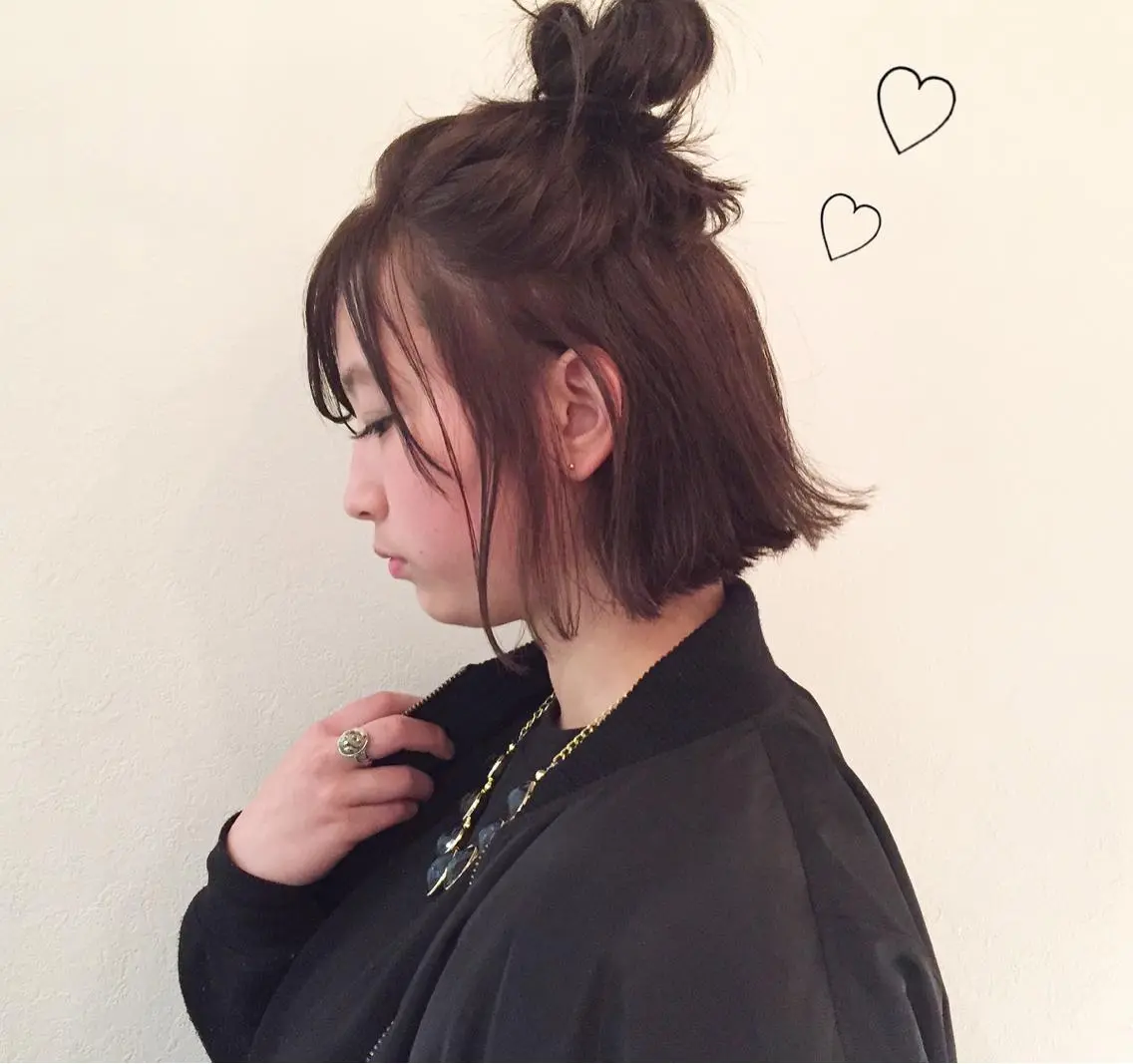 ヘアアレンジ ハーフアップ ボブ 市川 千夏のヘアスタイル