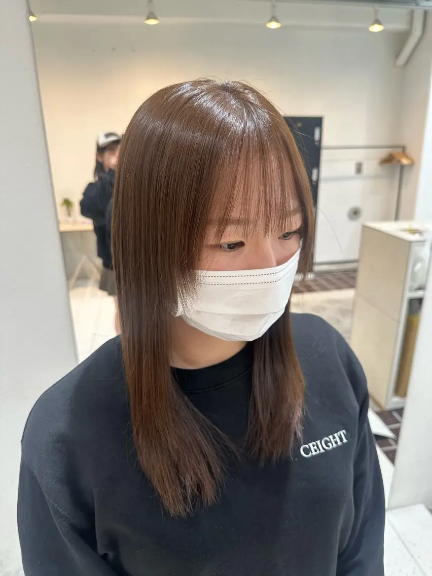 セミロング カラー ベージュカラー ブリーチ ブラウンカラー ヘーゼル ブリーチなしカラー ブリーチ/ハイトーン ⚗️HARUKAのヘアスタイル