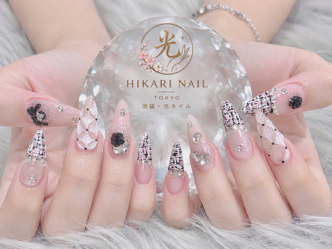ネイル チークネイル 長さ出し フレンチネイル ガーリー ハロウィン ハンドネイル HikariNail Ikebukuroのネイルデザイン