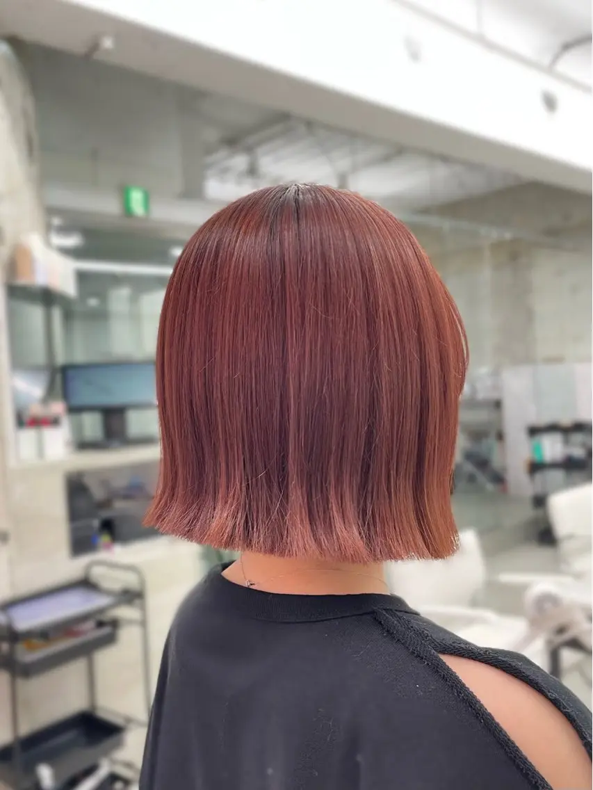 ショート カラー 髪質改善×ブリーチ なしカラー/桃愛のヘアスタイル