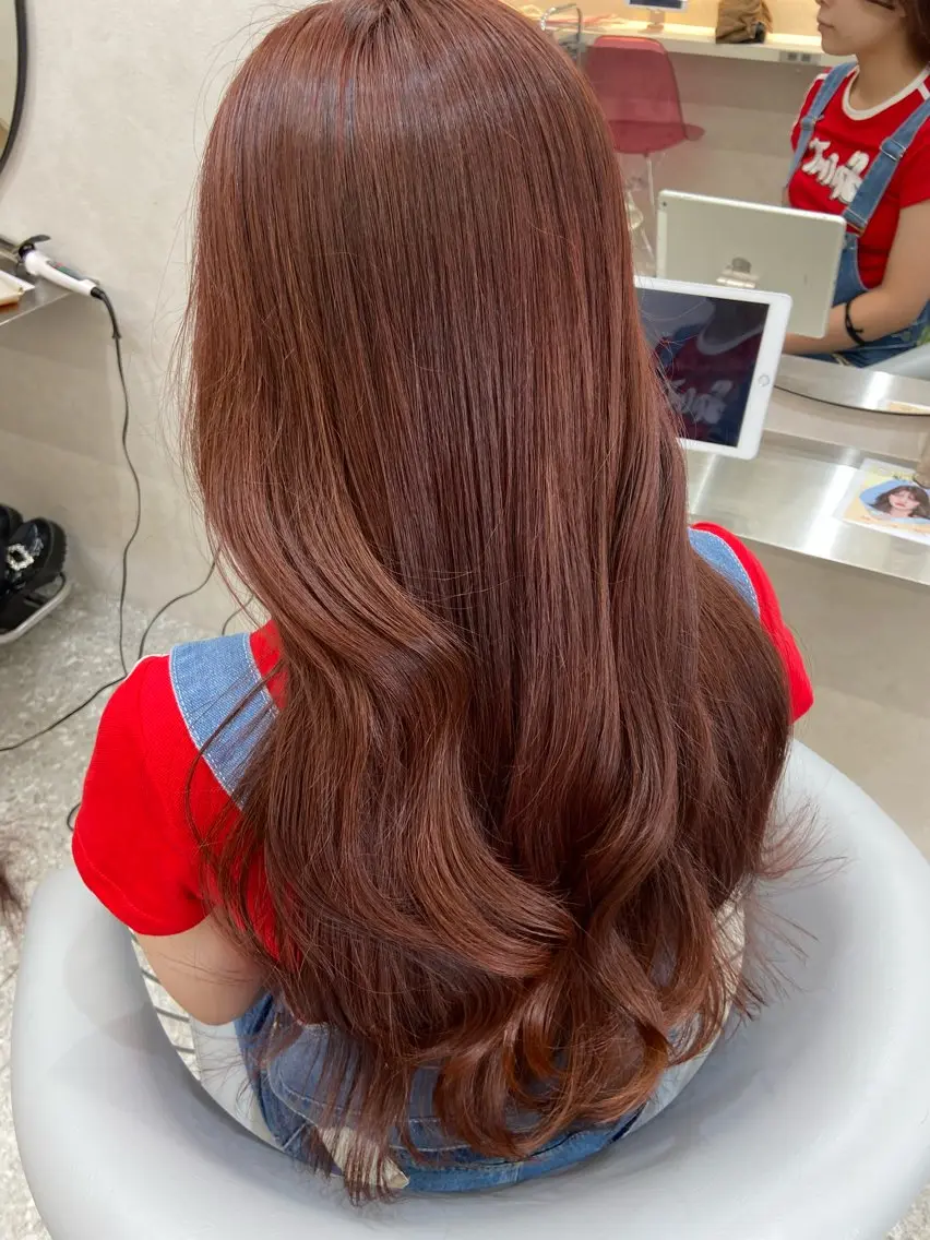 ロング カラー ベージュカラー ブリーチ ブラウンカラー ダブルカラー ブリーチなしカラー カット ヘアカラー トリートメント 新宿/韓国ヘア 中明度カラー/かやのヘアスタイル