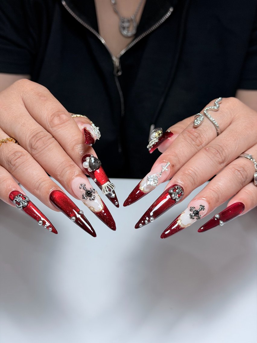ロング 韓国風ヘア ロング クリスマス ハンドネイル Miyabie' Nail Salonのネイルデザイン