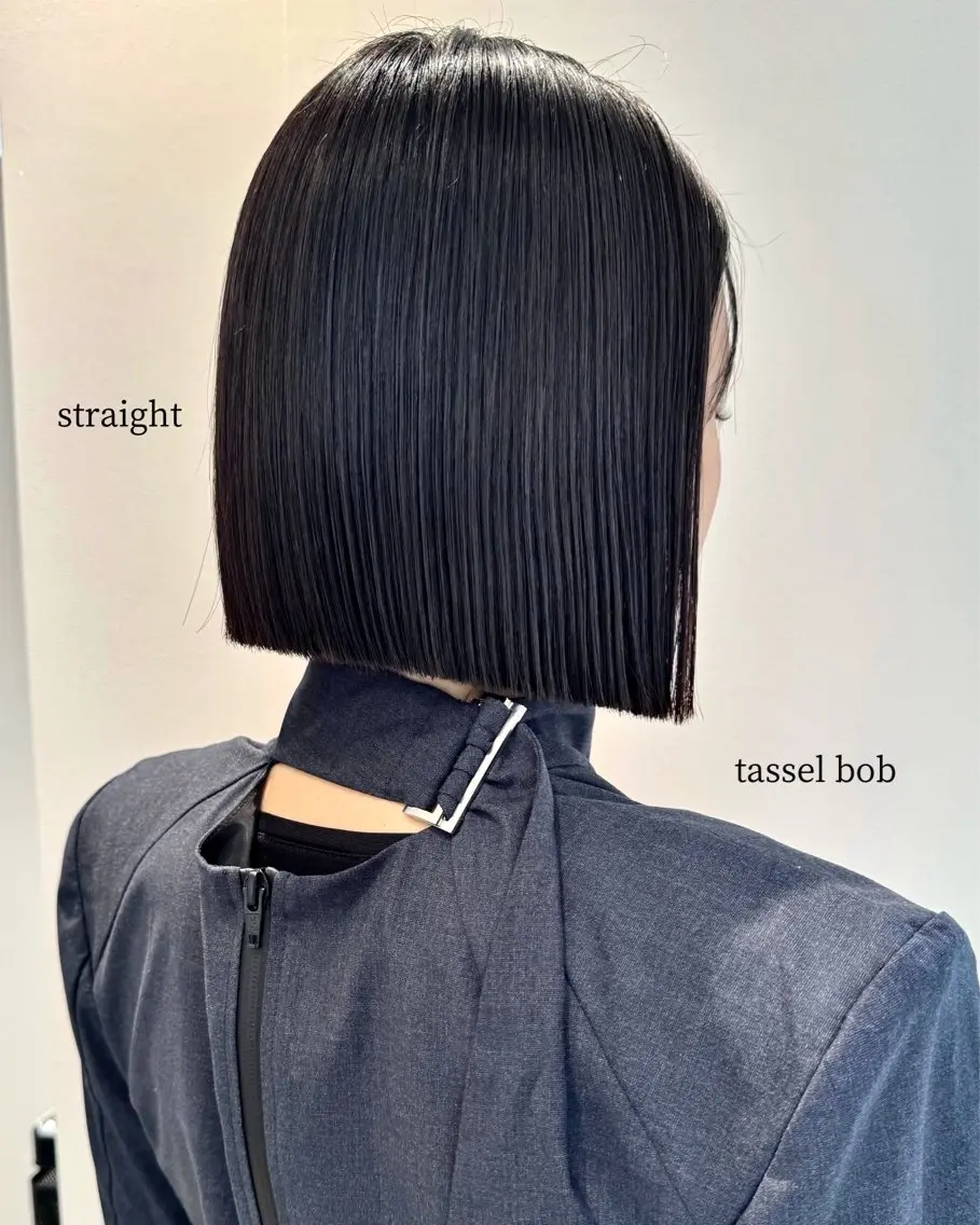 ショート 切りっぱなしボブ ボブ 縮毛矯正 カット 縮毛矯正 タッセルボブ /DAIKIのヘアスタイル
