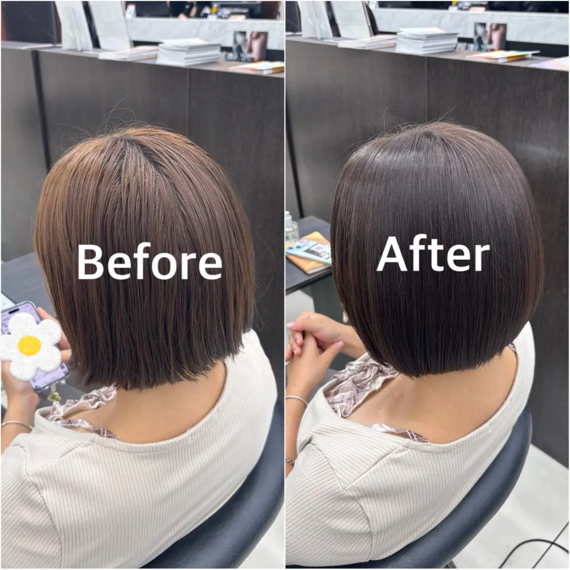 ショート ヘアカラー トリートメント 髪質改善カラー✨ るな🕊🫧のヘアスタイル