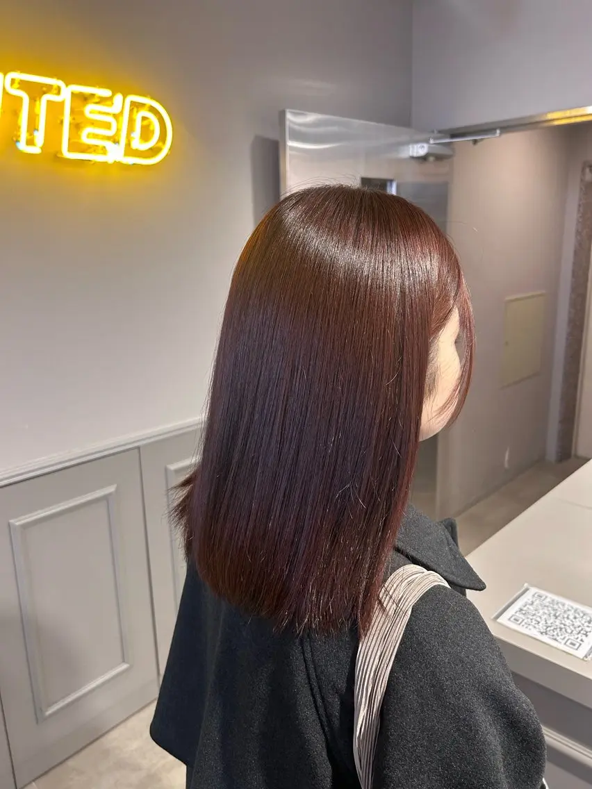 セミロング カラー パーマ ヘアアレンジ メンズ キッズ ヘアカラー トリートメント ヘアセット ブリーチなしカラー/ ブラウン/レイヤーのヘアスタイル