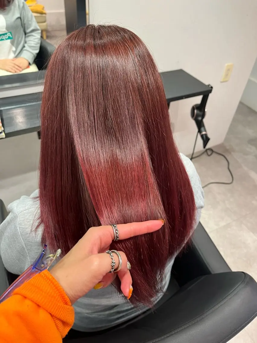 セミロング カラー 髪質改善 カット ヘアカラー トリートメント ヘッドスパ 庄内＊三国baron ANJUのヘアスタイル