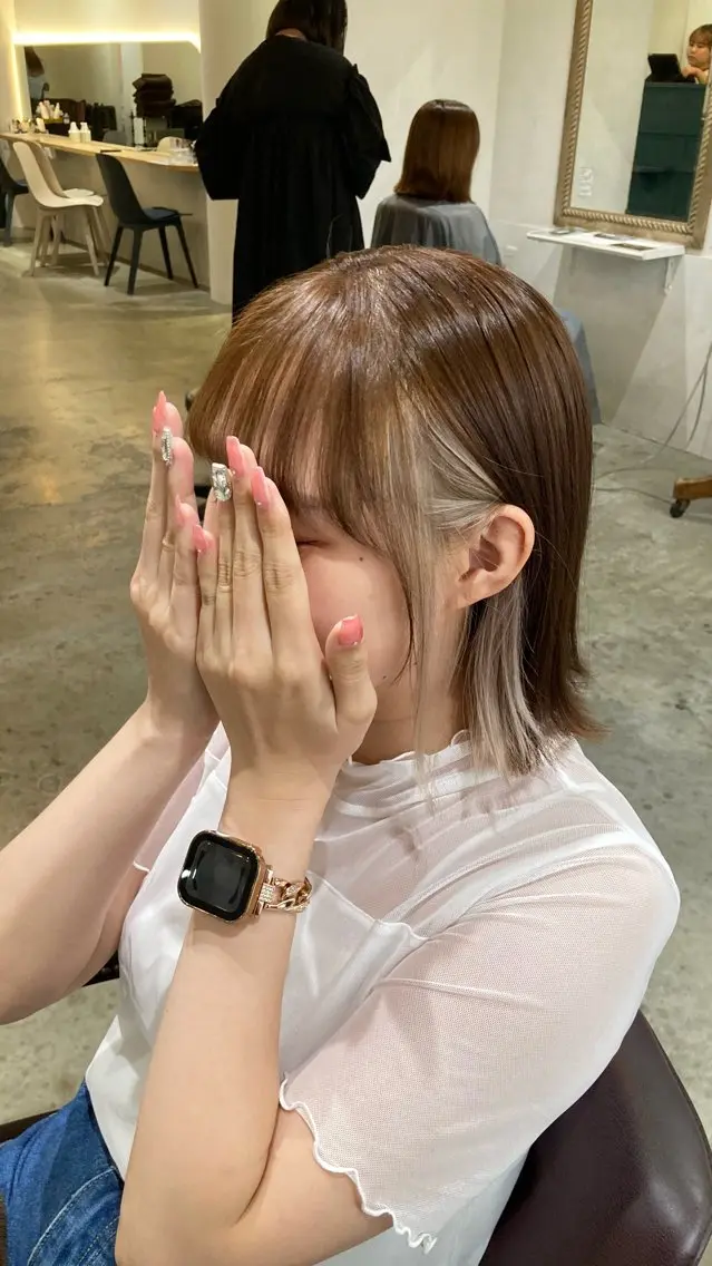 ミディアム カラー たかなみ りなのヘアスタイル
