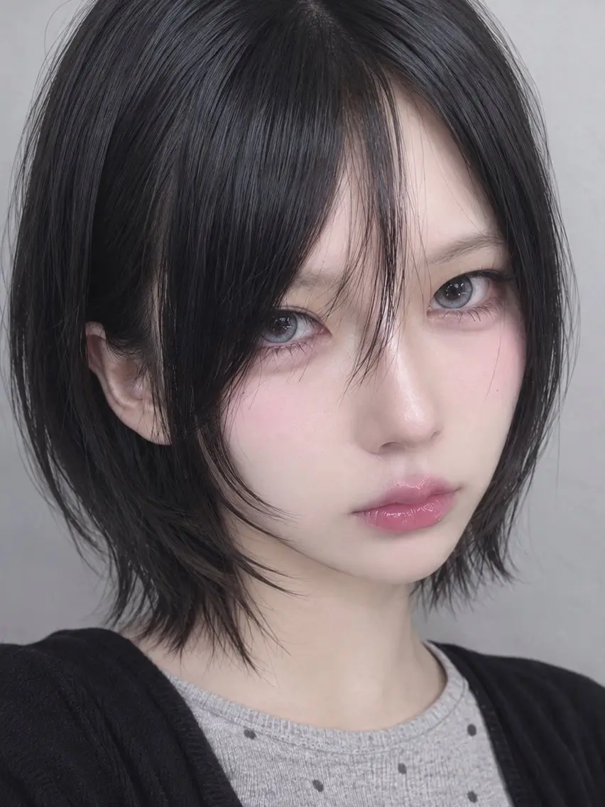 ショート カラー カット ヘアカラー 自撮りしたくなる💜 ウルフ・小顔カットのヘアスタイル