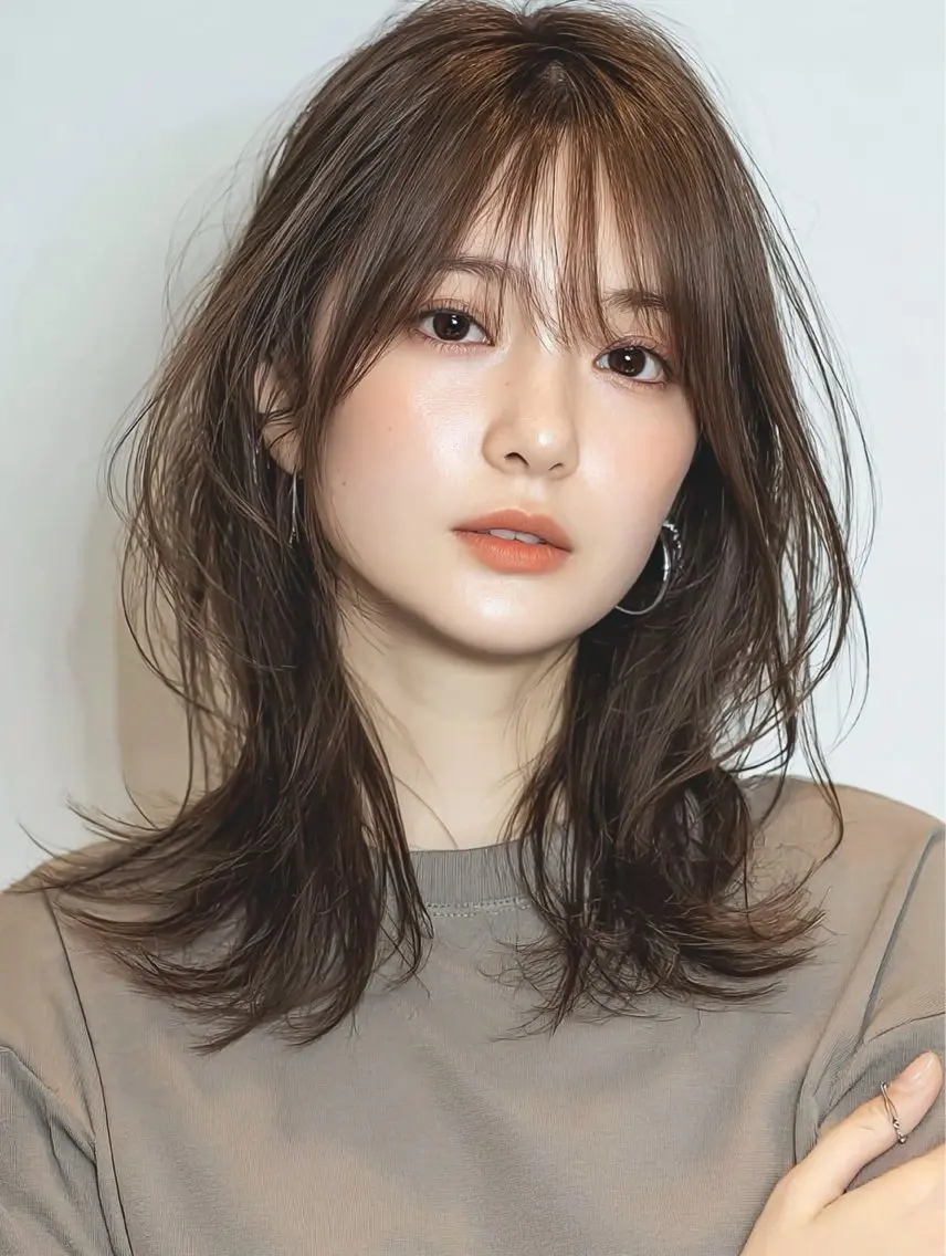 セミロング 顔周りカット レイヤーカット 似合わせカット パーソナルカラー診断 骨格診断 川野 龍一のヘアスタイル