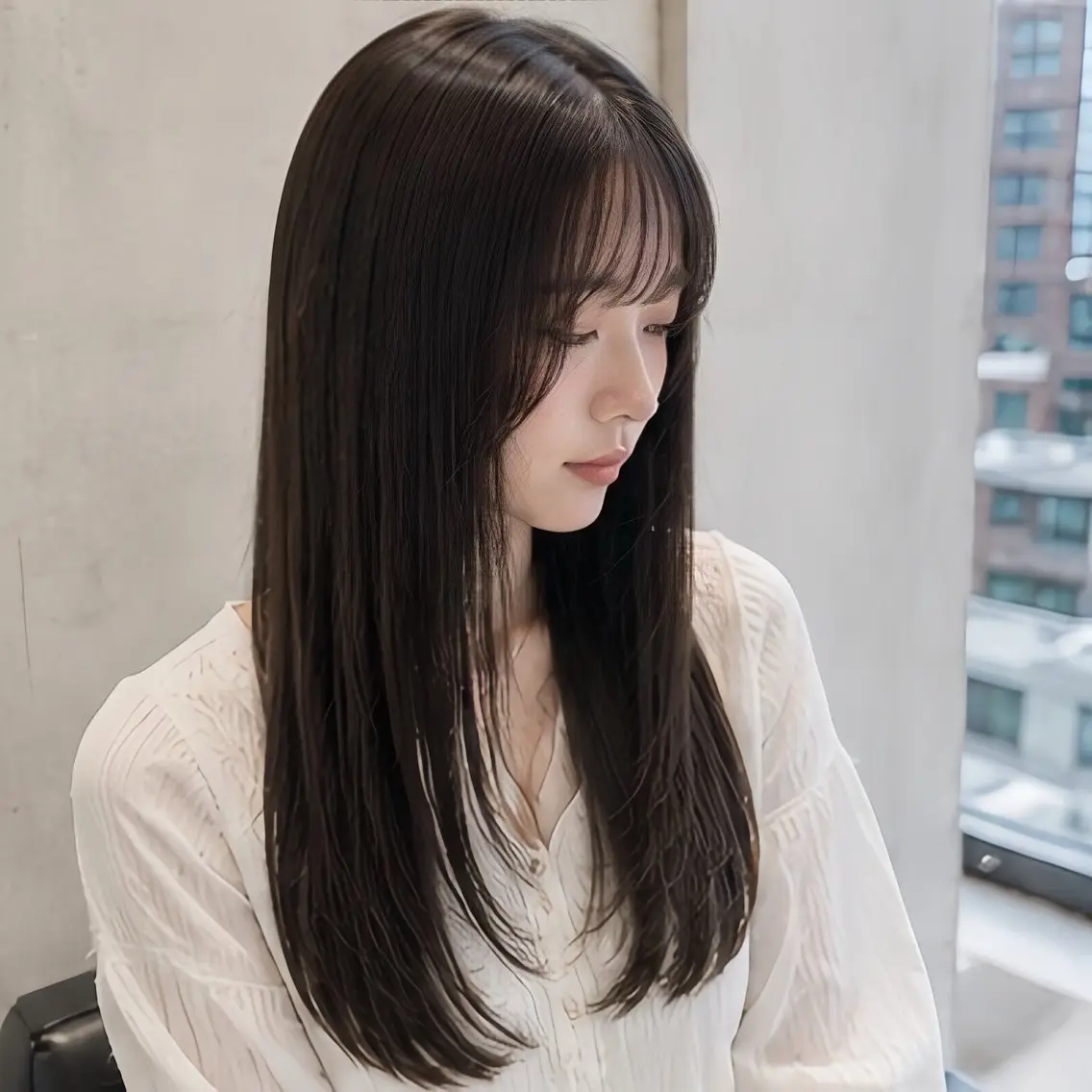 ロング 縮毛矯正 トリートメント 縮毛矯正/レイヤー/ 前髪カット/おばかんのヘアスタイル