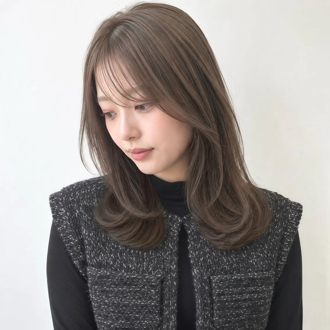 セミロング カラー ブリーチ 透明感カラー グレージュ ブリーチなしカラー オリーブグレージュ カット ヘアカラー トリートメント 銀座/モテ🤍垢抜け レイヤー/ナナコのヘアスタイル