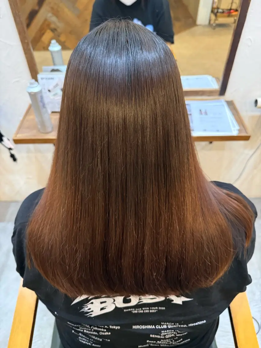 セミロング 縮毛矯正 透明感カラー/入野/ Ayakaのヘアスタイル