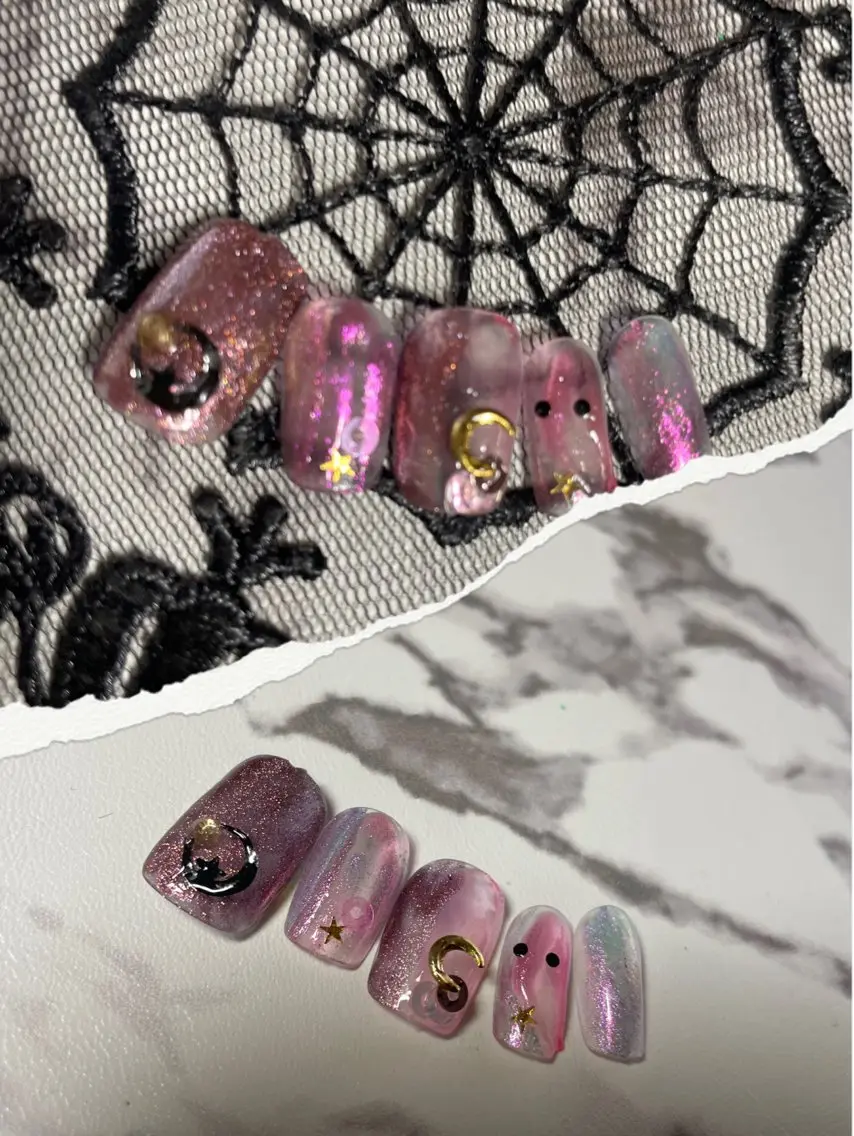 ネイル オーロラネイル ハロウィン マグネットネイル NAIL★M 真紀のネイルデザイン
