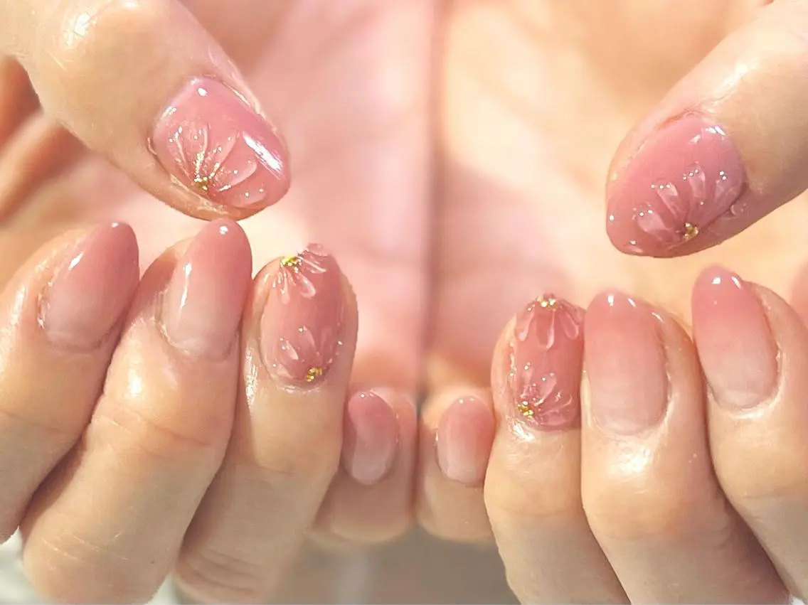 ネイル クリアネイル フラワーネイル フットネイル ニュアンスネイル シンプルネイル nail fufla ♡yamane♡のネイルデザイン