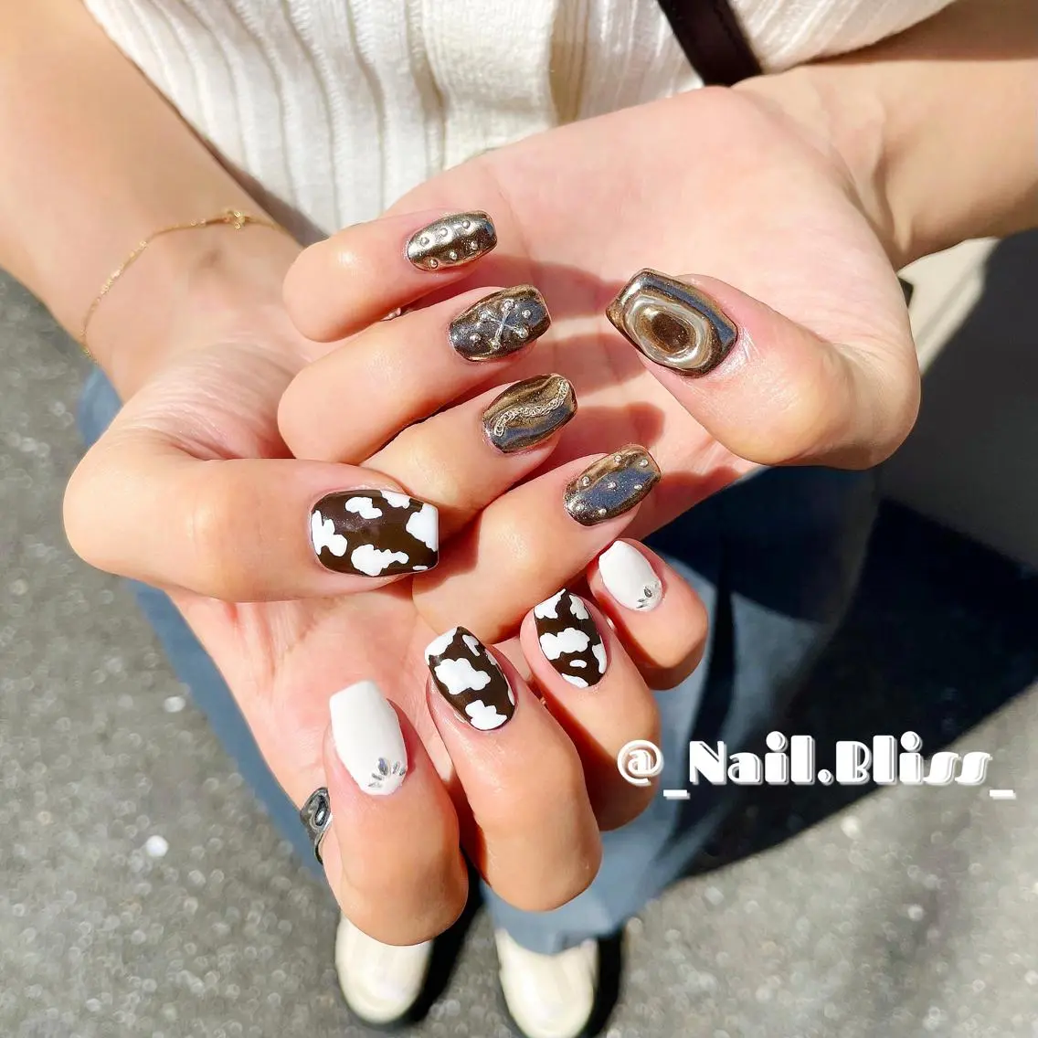 ネイル ブラウン ハンドネイル NAIL BLISSのネイルデザイン