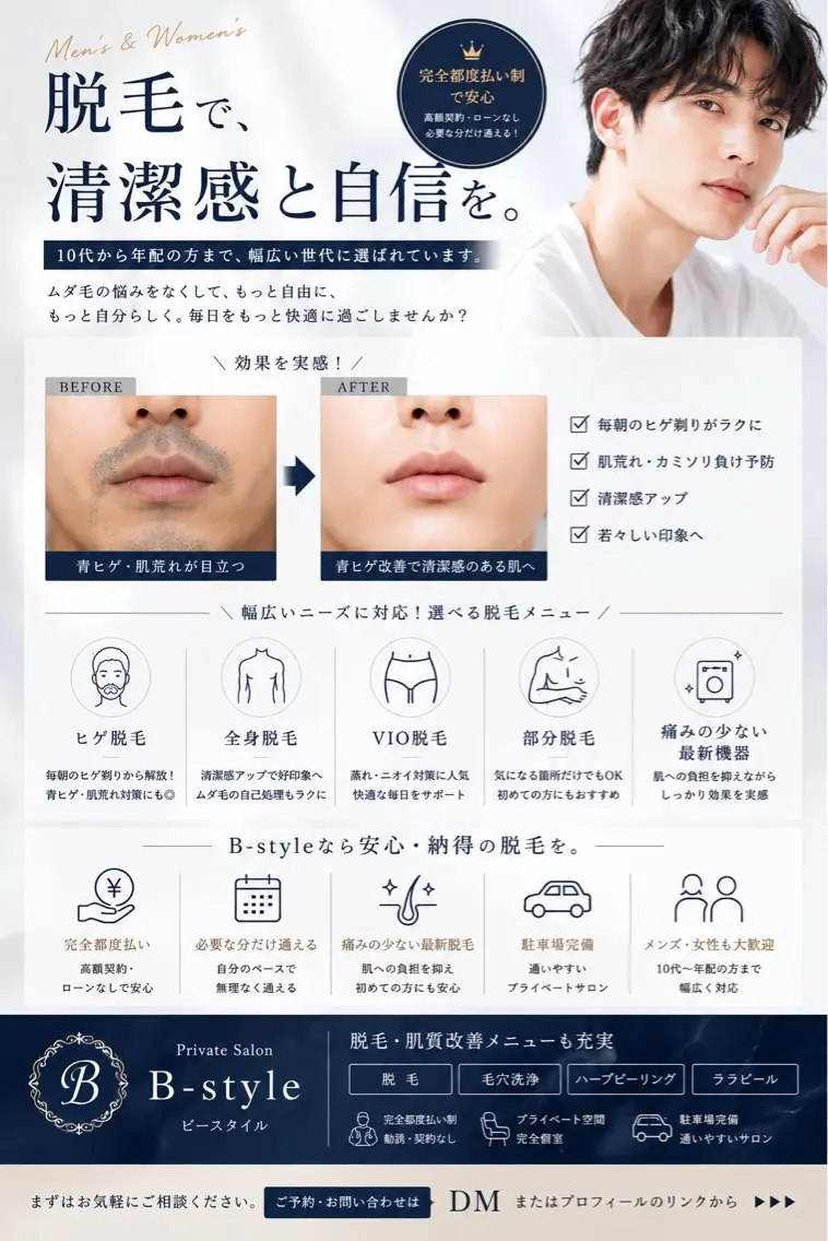 メンズ 脱毛 B-style 杉田のエステ・リラクイメージ