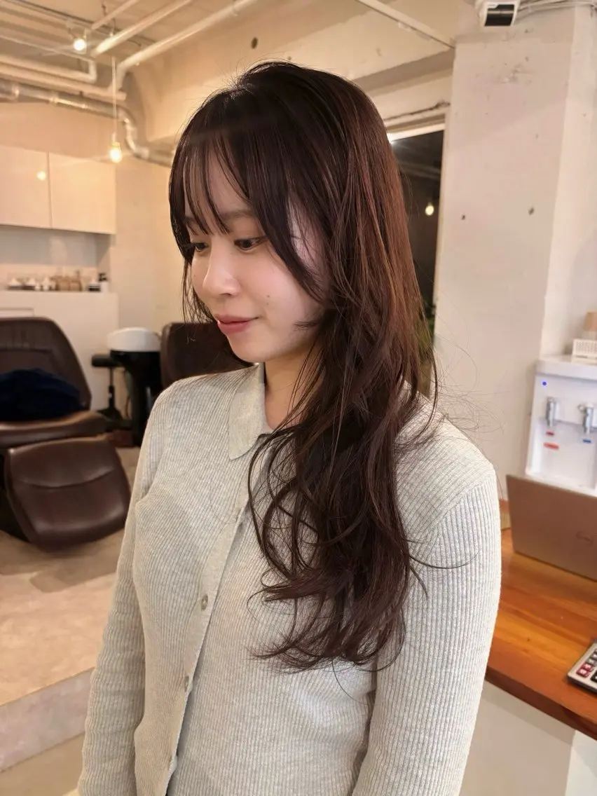 ロング ピンクブラウン レイヤーカット カット ヘアカラー 🍑透明感hair ・NENE🍑のヘアスタイル