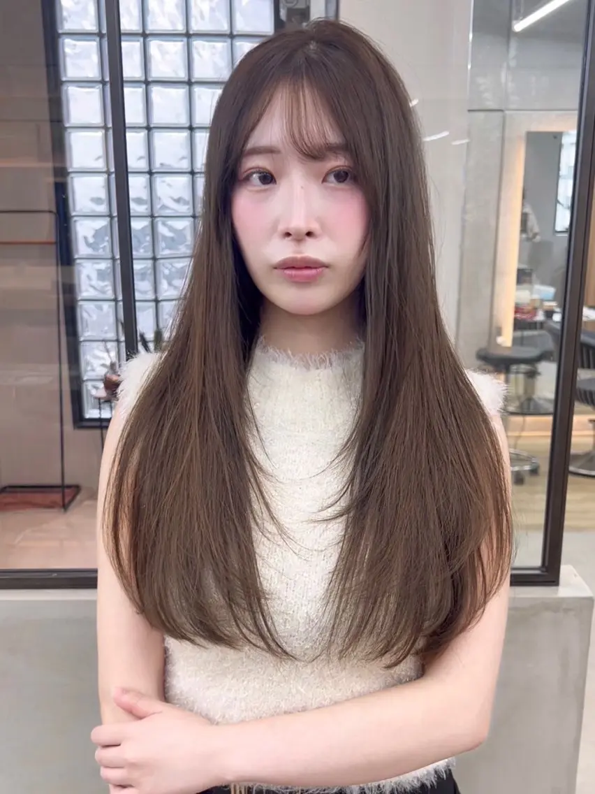 ロング カラー ロングレイヤー 透明感カラー くびれヘア 韓国風ヘア レイヤーカット カット ヘアカラー 爽太/韓国/縮毛矯正 レイヤー/メンズのヘアスタイル