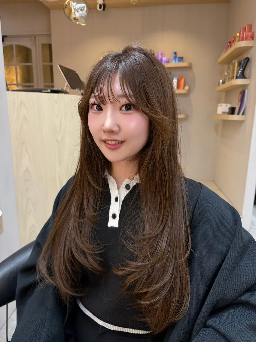 ロング くびれヘア 顔周りカット 髪質改善 韓国風ヘア レイヤーカット 平山 翔意のヘアスタイル