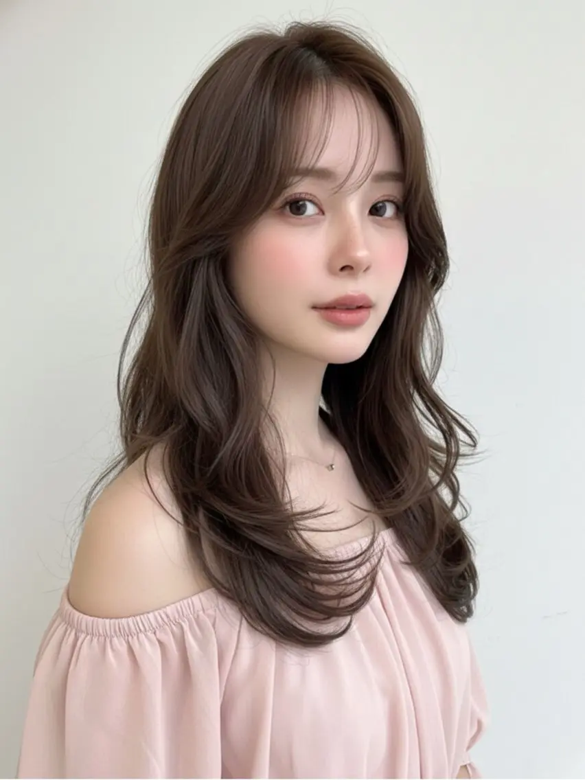 セミロング 髪質改善 レイヤーカット トリートメント 縮毛矯正/艶カラー /𝐒𝐚𝐤𝐢のヘアスタイル