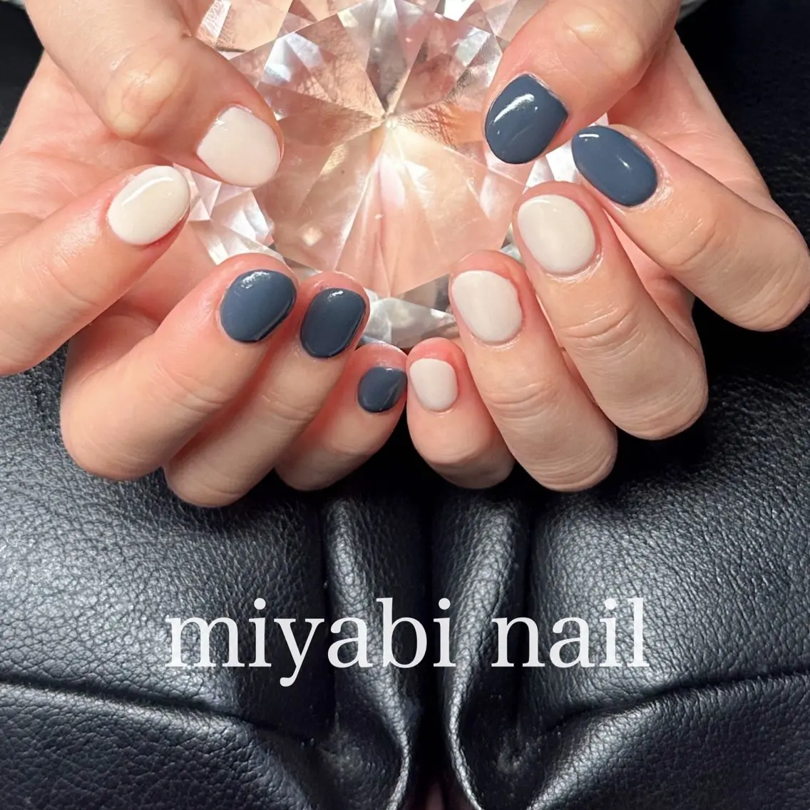 ネイル ブルー ジェルネイル 持ち込み シンプルネイル ハンドネイル miyabi nail 桂川駅近くのネイルデザイン