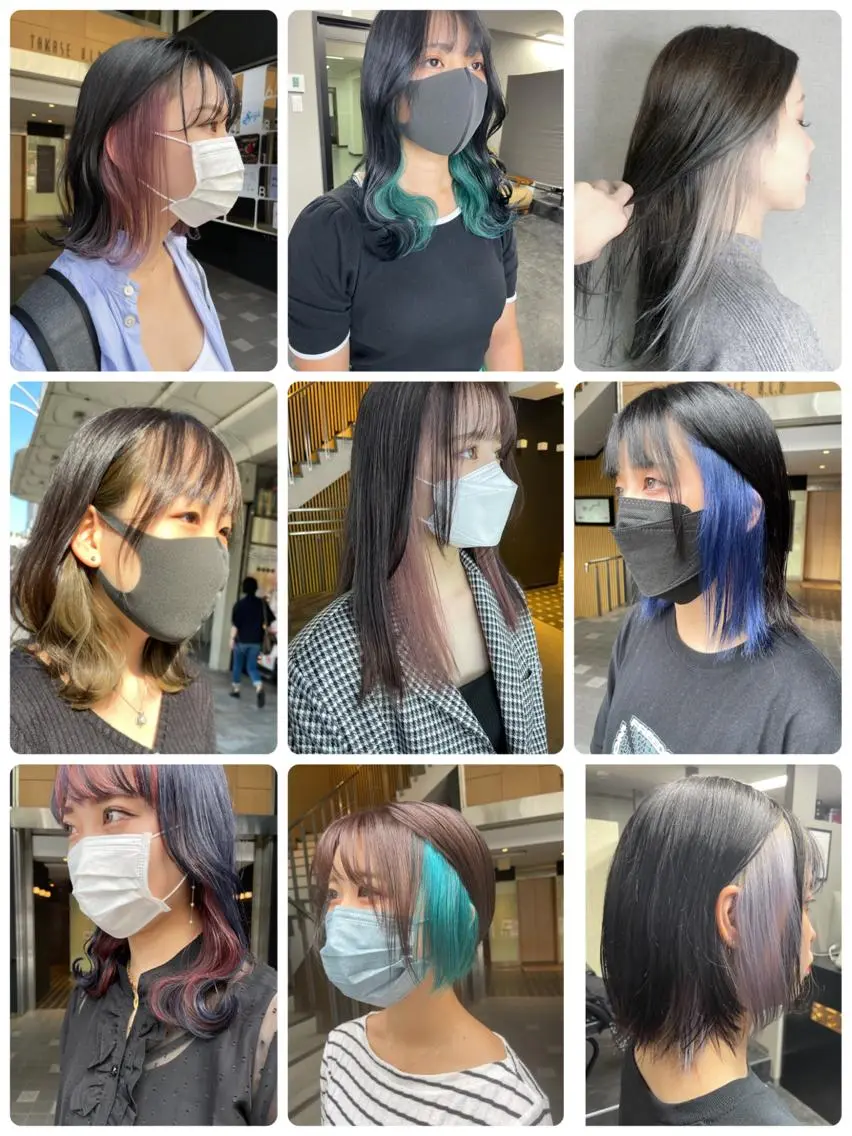 イヤリングブリーチ+カラー+全体カラー¥9900の写真