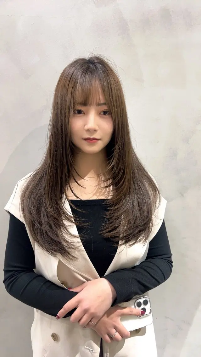 ロング カラー ヘアアレンジ ショコラグレージュ グレージュ 韓国風ヘア レイヤーカット カット ヘアカラー トリートメント ヘッドスパ ヘアセット 大宮/山口 竣也のヘアスタイル