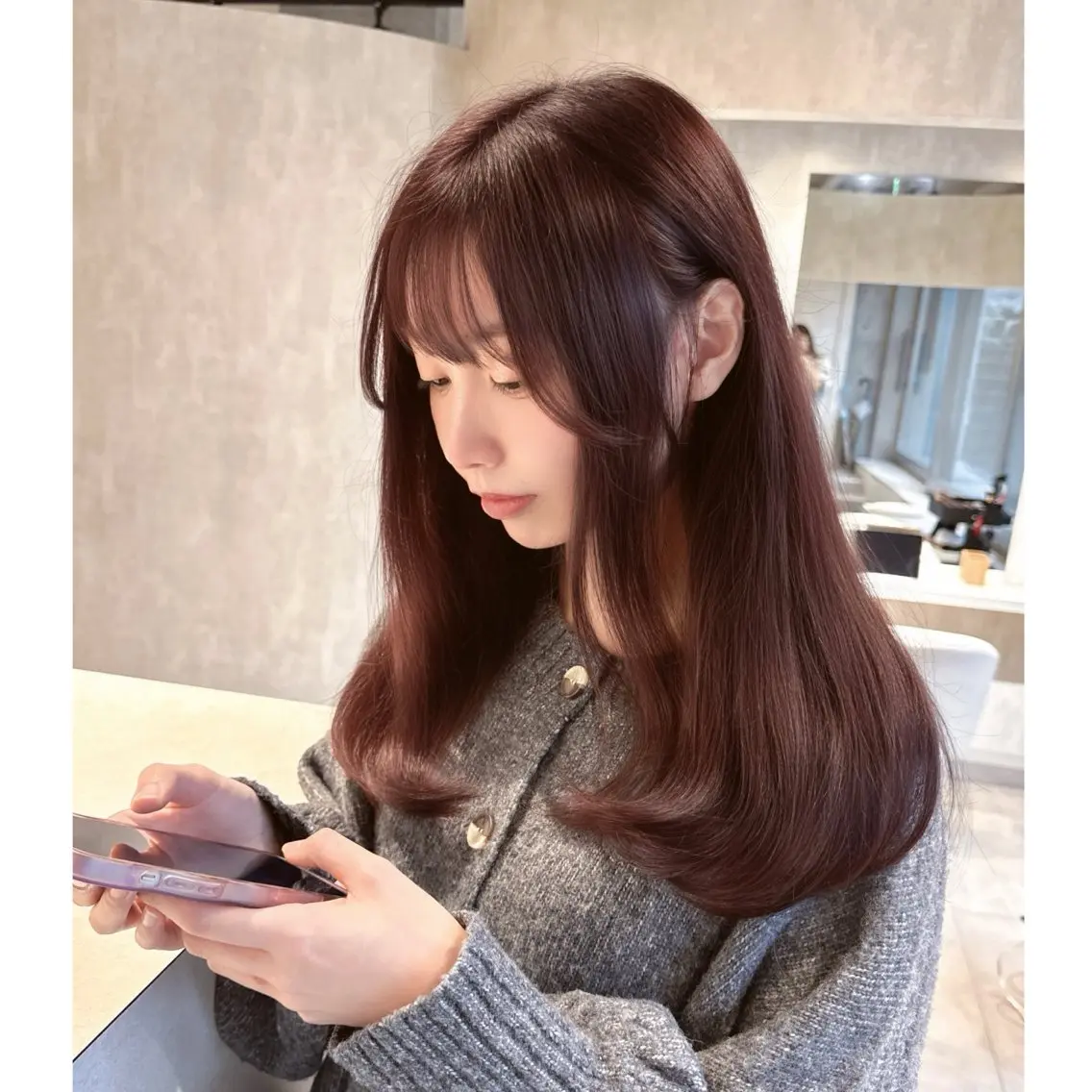 カット＋カラー（ブリーチ無し）＋内部補修トリートメントの写真