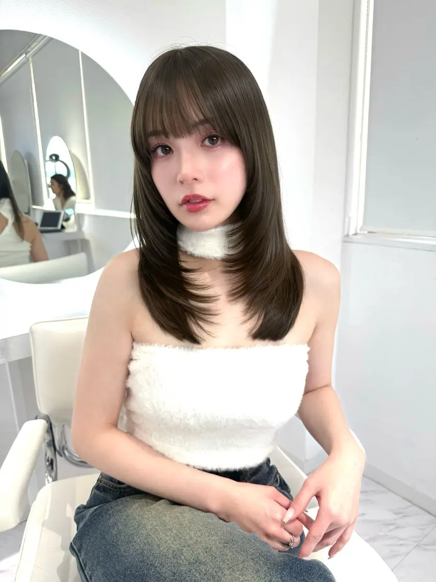 ミディアム カラー 韓国風ヘア レイヤーカット 小顔カット レイヤーカット🫧 🎀Tomoka🎀のヘアスタイル