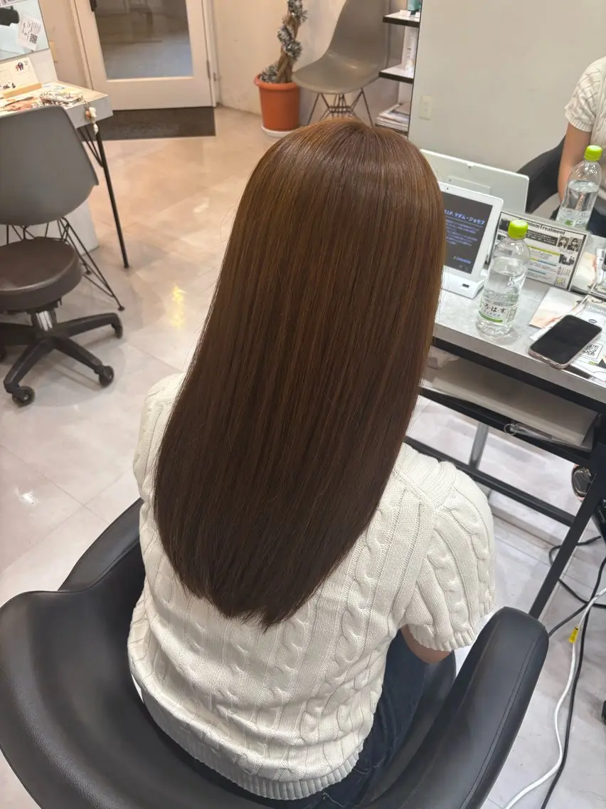 セミロング 髪質改善 ヘアカラー トリートメント 🌙髪質改善カラー Momoka🦋のヘアスタイル