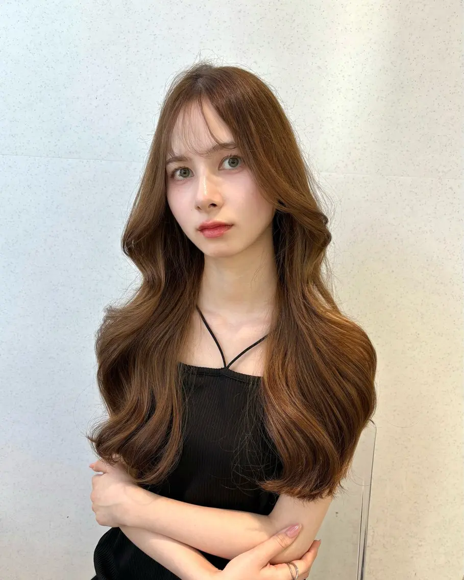 ロング カラー ベージュカラー ヘーゼル トリートメント カット ヘアカラー トリートメント MEI🎀つやカラー 🎀レイヤー🎀渋谷のヘアスタイル