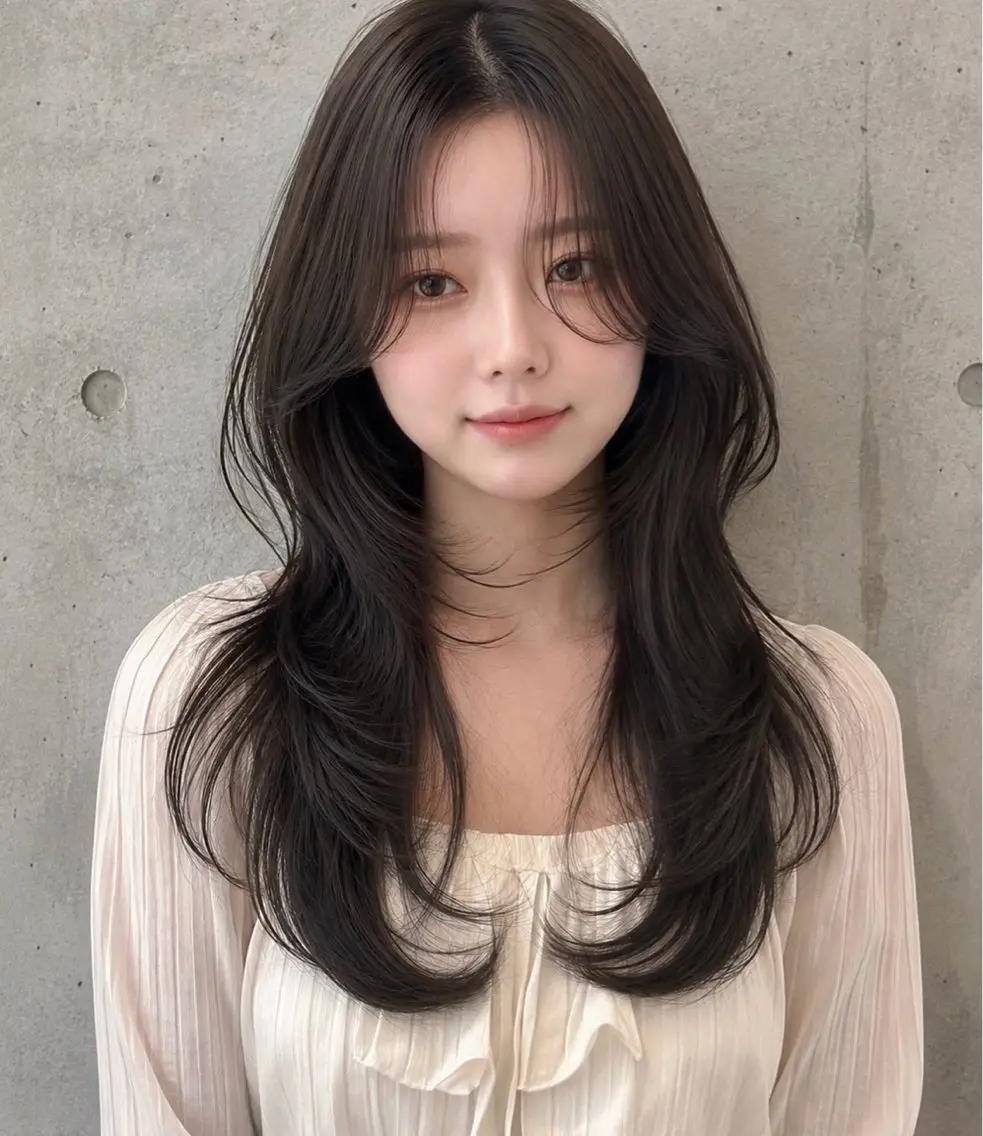 セミロング カラー ヘアアレンジ グレージュ くびれヘア 顔まわりレイヤー ハッシュカット 韓国風ヘア カット ヘアカラー トリートメント 🌫️大人韓国ヘア 🌫️naoyaのヘアスタイル
