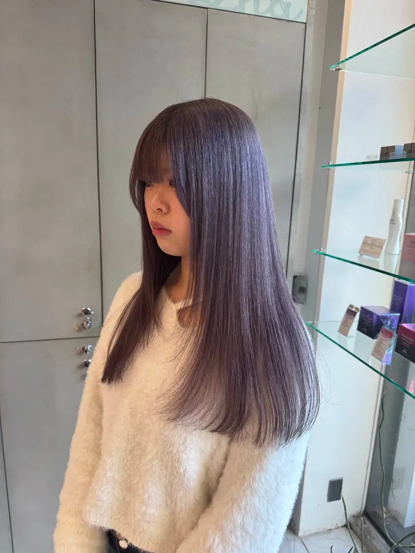 ロング カラー ラベンダーカラー ラベンダーグレー シルバー カット ヘアカラー アオヌマミユ☁️ /ボブ/ハイトーン/のヘアスタイル