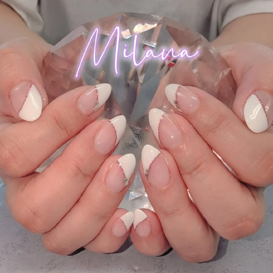 ネイル フレンチネイル 斜めフレンチ ハンドネイル Milana 川瀬のネイルデザイン