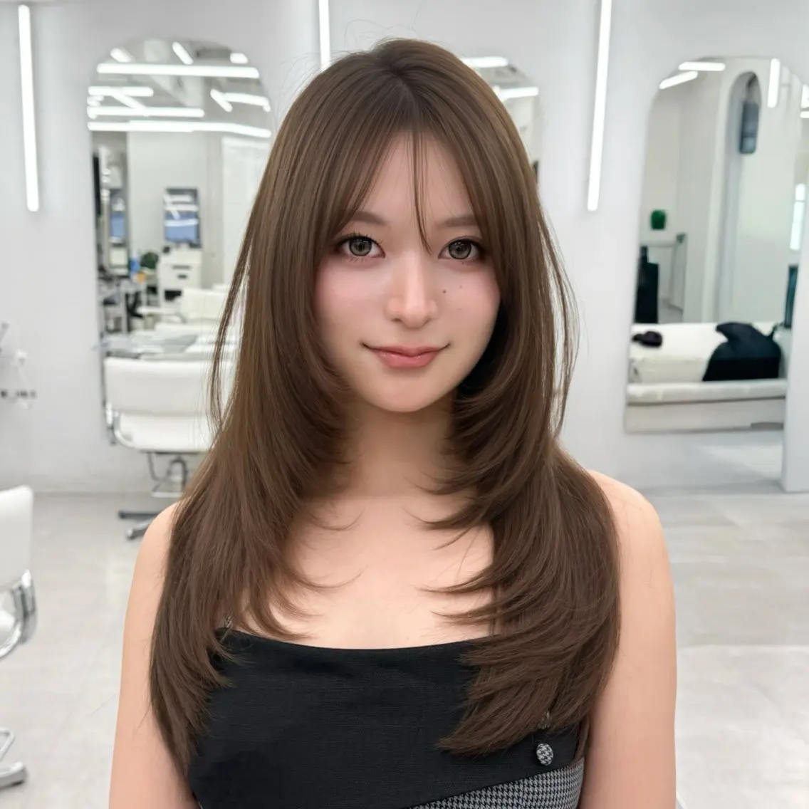 ロング カラー カット ヘアカラー トリートメント 韓国レイヤー× 顔まわり🕊️テルのヘアスタイル