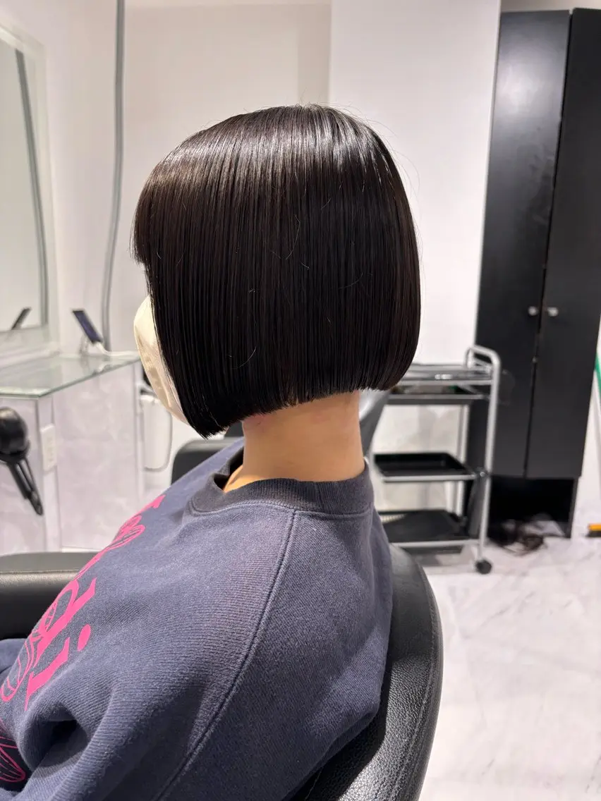 ショート カラー ボブ 髪質改善 トリートメント カット ヘアカラー トリートメント ヘッドスパ ヘアセット 表参道♡暗髪♡ 艶カラー♡アユミのヘアスタイル