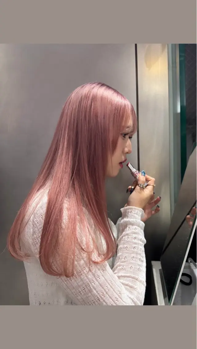 ロング カラー ブリーチ ピンクカラー mao/天神ブリーチ ハイトーンカラーのヘアスタイル
