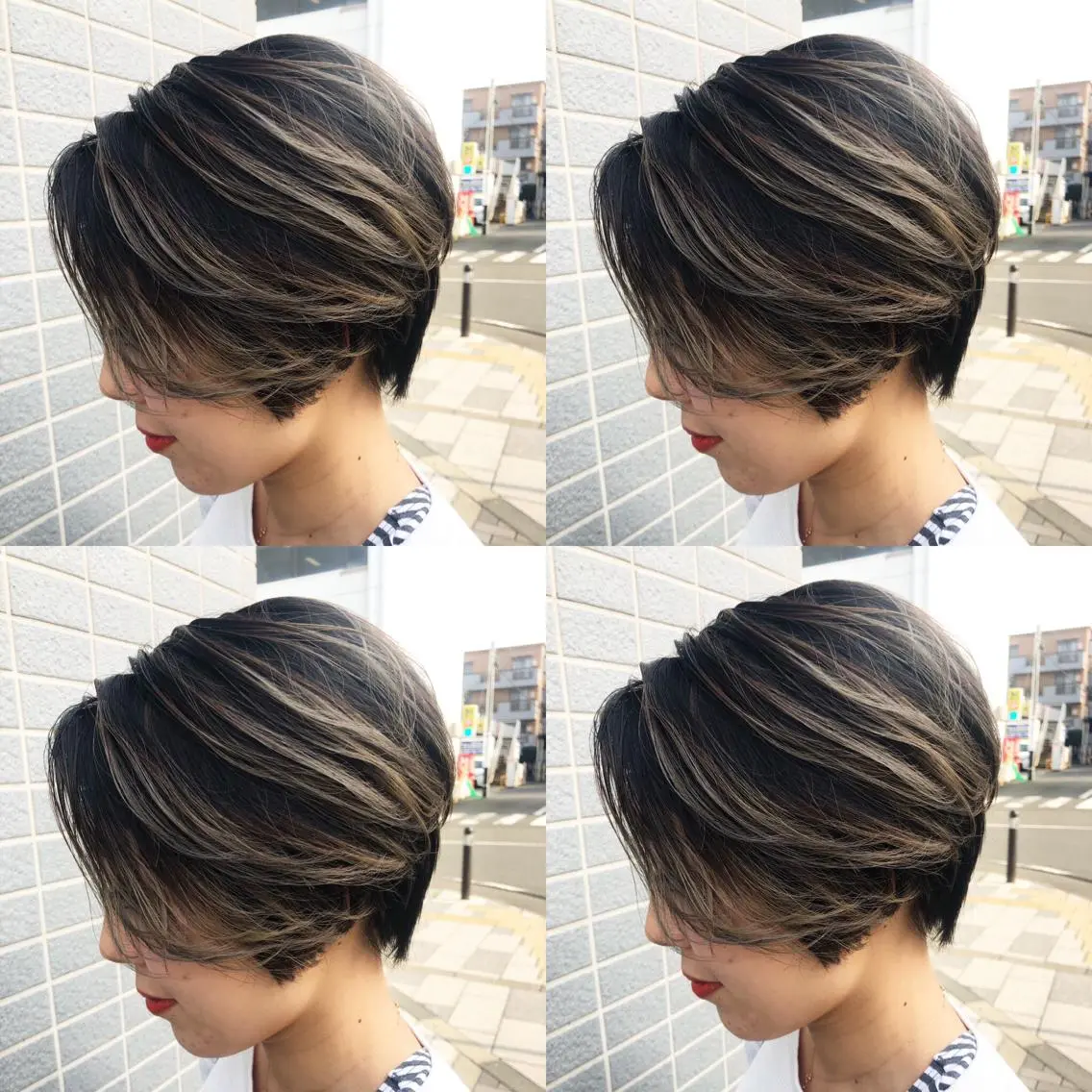 ショート カラー ショートボブ バレイヤージュ ボブ レイヤーカット ショートヘア 似合わせ レイヤー須川のヘアスタイル