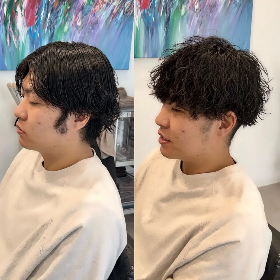 メンズ メンズパーマ 波巻きパーマ リベイルけんた モデル募集のヘアスタイル
